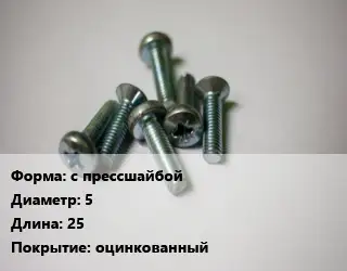 Винт с прессшайбой 5х25 оцинкованный